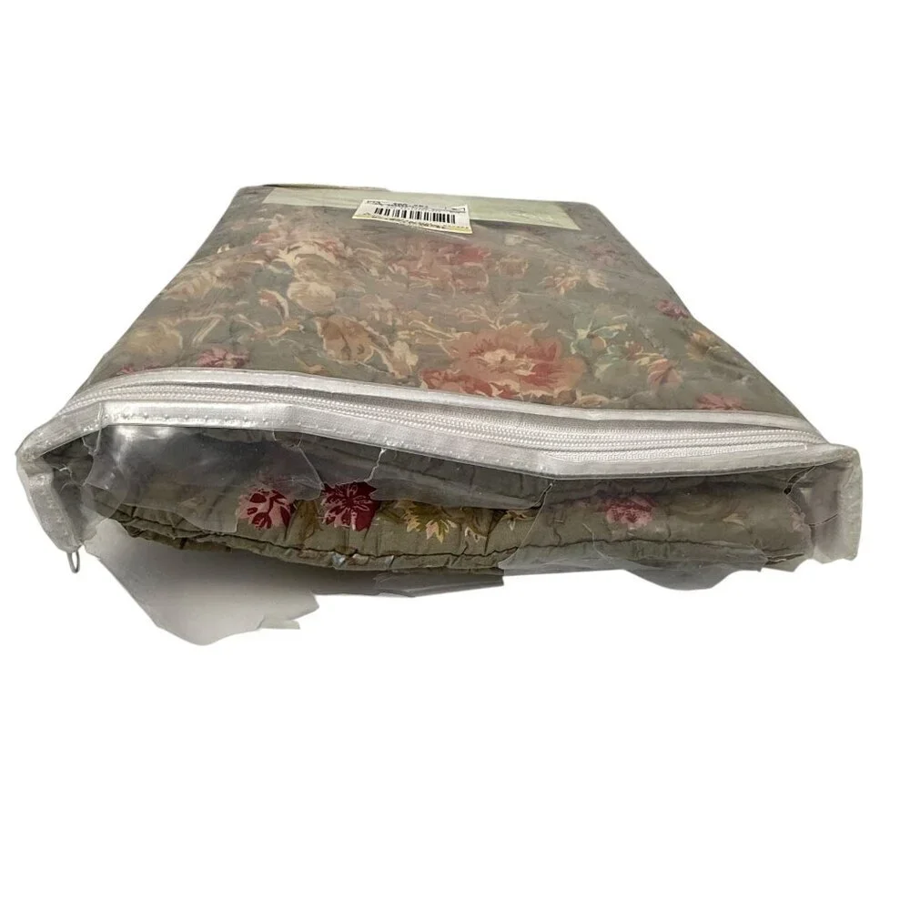LL BEAN Quilted Pillow Sham Green Floral Rustic Farmhouse Standard Pillowcase Co